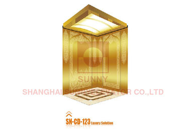 Zachte de Cabinedecoratie van de Verlichtingslift met Titanium Gouden Spiegel/Geëtst